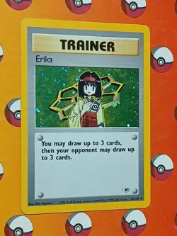 Pokemon TCG Erika Trainer Card 16/132 Holo Rare Gym Heroes With Swirl - Image 2