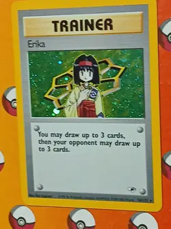 Pokemon TCG Erika Trainer Card 16/132 Holo Rare Gym Heroes With Swirl - Image 5