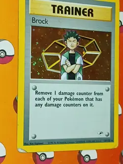 Pokemon TCG Brock Trainer Holo Rare Card 15/132 WOTC Gym Heroes With Swirl - Image 4