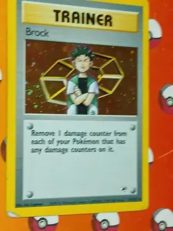 Pokemon TCG Brock Trainer Holo Rare Card 15/132 WOTC Gym Heroes With Swirl - Image 5