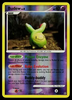 Pokemon Card - Budew Stormfront 33/100 Uncommon Reverse Holo - Image 1