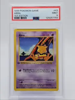 ABRA 1999 POKEMON BASE SET 1ST EDITION COMMON 43/102 PSA 9 Q0004 - Image 1