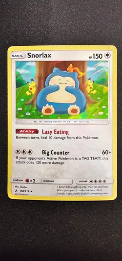Pokemon Snorlax 158/214 - SM Unbroken Bonds - Holo Rare - NM - Sun and Moon ✨ - Image 1
