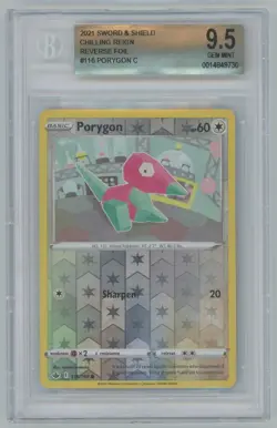 2021 Pokemon SWSH06: Chilling Reign #116/198 Porygon Reverse Holo BGS 9.5 - Image 1