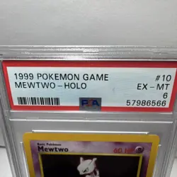 Pokemon TCG Mewtwo Base Set 10/102 Holo Rare PSA 6 1999 - Image 2