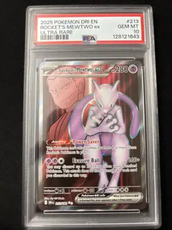 2025 POKEMON DRI EN DESTINED RIVALS ULTRA RARE TEAM ROCKETS MEWTWO EX PSA 10 - Image 1