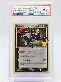 GRENINJA 2021 POKEMON CELEBRATIONS ETB BLACK STAR PROMO #SWSH144 PSA 8 Q0004 - Image 1