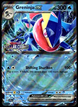 Pokemon TCG Greninja ex 041/142 2024 Stellar Crown Stamped Promo Card - NM - Image 1