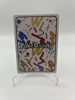 PokeDoodly Kickachu Pikachu Fan Art Card Full Holo Rare Pokemon #/100 Serialized - Image 2