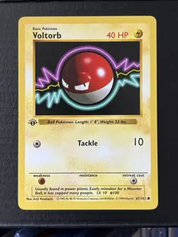 Pokemon TCG Voltorb Card 67/102 Base Set 1st Edition Shadowless Common LP+ 1999 - Image 1