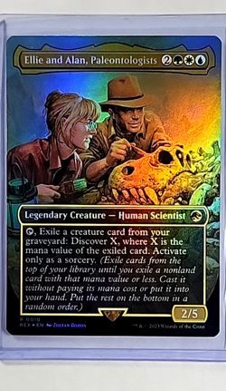 2023 MTG REX Jurassic Park World Borderless Foil Ellie & Alan Paleontologists LP - Image 1