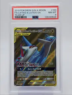 LATIAS & LATIOS GX 2019 POKEMON SUN & MOON TEAM UP RARE 169/181 PSA 8 Q0004 - Image 1