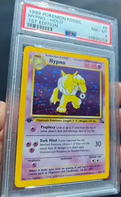 1999 POKEMON FOSSIL 1ST EDITION #8 HYPNO-HOLO PSA 8 - Image 3