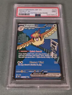Pokemon 2023 Pidgeot ex OBF Special Illustration Rare Holo #225 PSA 9 English - Image 3