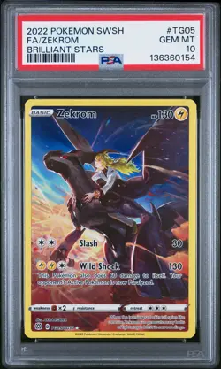 2022 POKEMON SWORD & SHIELD BRILLIANT STARS #TG05 FULL ART/ZEKROM PSA 10 - Image 1