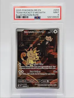 TEAM ROCKET'S MEOWTH 2025 POKEMON DESTINED RIVALS A 203/182 PSA 9 Q0004 - Image 1