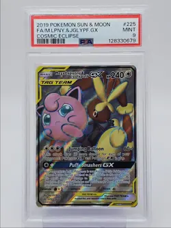 MEGA LOPUNNY JIGGLYPUFF GX 2019 POKEMON S COSMIC ECLIPSE RARE 225 PSA 9 Q0004 - Image 1