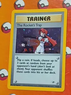 Pokemon TCG the Rockets Trap Holo Rare Gym Heroes 19/132 LP - Image 1