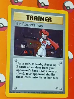 Pokemon TCG the Rockets Trap Holo Rare Gym Heroes 19/132 LP - Image 2