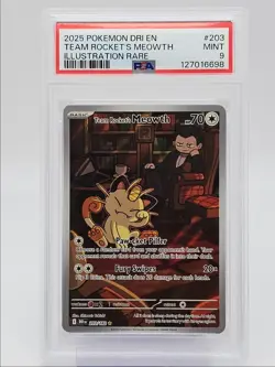 TEAM ROCKET'S MEOWTH 2025 POKEMON DESTINED RIVALS 203/182 PSA 9 Q0004 - Image 1