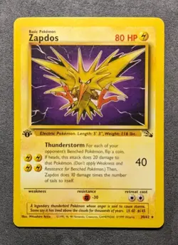 Zapdos - 30/62 Fossil 1st Edition Non-Holo Rare Pokemon TCG - LP - Image 1
