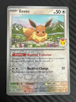 Pokemon TCG Eevee 074/131 PR 2025 Pokemon Day Stamped NM - Image 1