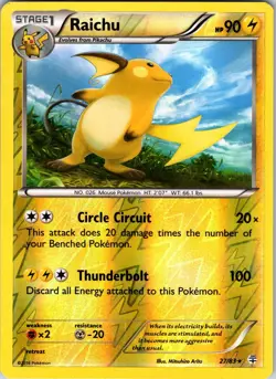 Raichu 43/146 XY Base Set Pokemon TCG LP Reverse Holo - Image 1