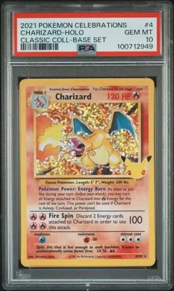 2021 Pokemon Celebrations Charizard-Holo Classic Coll. #4 GEM MT PSA 10 Base Set - Image 1