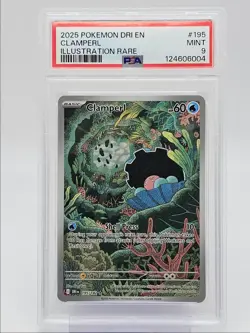 CLAMPERL 2025 POKEMON DESTINED RIVALS ILLUSTRATION RARE FA 195/182 PSA 9 Q0004 - Image 1