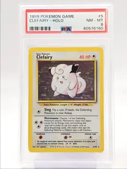 CLEFAIRY 1999 POKEMON GAME BASE SET HOLO RARE 5/102 PSA 8 Q0004 - Image 1