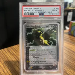 PSA 8 NM Rocket's Zapdos ex 2004 EX Team Rocket Returns 106/109 Holo Pokemon - Image 1