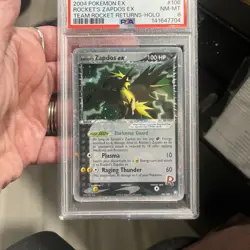 PSA 8 NM Rocket's Zapdos ex 2004 EX Team Rocket Returns 106/109 Holo Pokemon - Image 2
