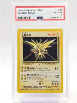ZAPDOS 1999 POKEMON GAME BASE SET RARE 16/102 PSA 8 Q0004 - Image 1