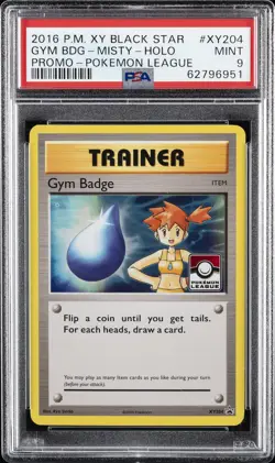 2016 POKEMON XY BLACK STAR PROMO POKEMON LEAGUE GYM BADGE-MISTY-HOLO PSA 9 - Image 1