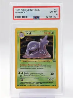 MUK 1999 POKEMON FOSSIL HOLO RARE 13/62 PSA 8 Q0004 - Image 1