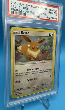 2019 Pokemon SM Black Star Promo #SM184 Eevee Holo PSA 10 GEM MINT - Image 3
