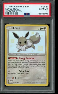 PSA 10 GEM MINT Pokemon Eevee Hidden Fates Holo SV41/SV94 - Image 1