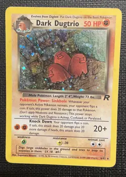 Pokemon Dark Dugtrio TCG Holo Card 6/82 Unlimited Team Rocket MP/HP - Image 1
