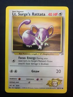 LT. SURGE'S RATTATA - 082/132 - GYM HEROES - POKEMON CARD - LP - Image 1