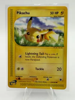 Pokemon Pikachu 50 HP Common Card Expedition Base Set 124/165 Regular English - Image 1