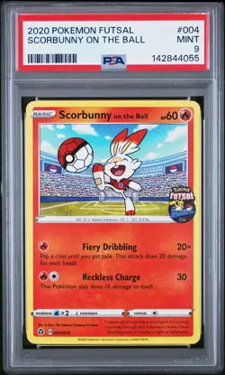 2020 POKEMON FUTSAL #004 SCORBUNNY ON THE BALL PSA 9 - Image 1