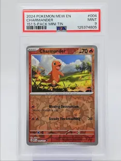 CHARMANDER 2024 POKEMON SCARLET & VIOLET 151 5-PACK COMMON 004/165 PSA 9 Q0004 - Image 1