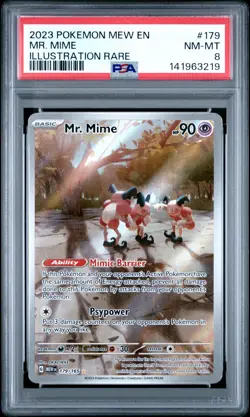 2023 POKEMON MEW EN-151 ILLUSTRATION RARE #179 MR. MIME PSA 8 - Image 1