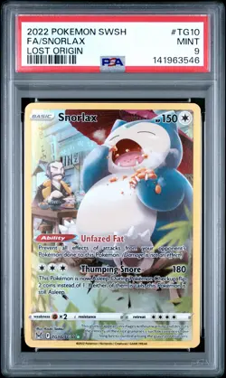 2022 POKEMON SWORD & SHIELD LOST ORIGIN #TG10 FULL ART/SNORLAX PSA 9 - Image 1