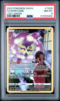 2022 POKEMON SWORD & SHIELD LOST ORIGIN #TG09 FULL ART/SPIRITOMB PSA 8 - Image 1