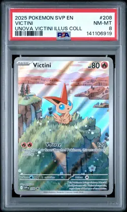 2025 POKEMON SVP PROMO UNOVA VICTINI ILLUSTRATION COLLECTION #208 VICTINI PSA 8 - Image 1