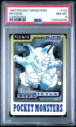 1997 POCKET MONSTERS CARDDASS #112 RHYDON PSA 8 - Image 1