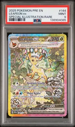 2025 POKEMON PRISMATIC EVOLUTIONS SPECIAL ILLUSTRATION RARE LEAFEON EX PSA 9 - Image 1