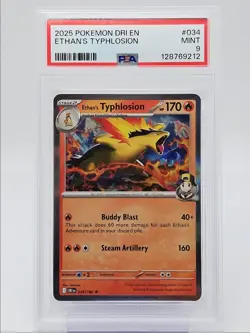 ETHAN'S TYPHLOSION 2025 POKEMON DESTINED RIVALS RARE 034/182 PSA 9 Q0004 - Image 1