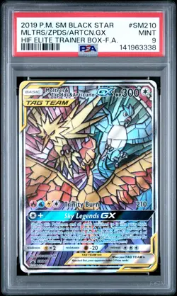 2019 POKEMON SM BLACK STAR PROMO FULL ART/MOLTRES & ZAPDOS & ARTICUNO GX PSA 9 - Image 1